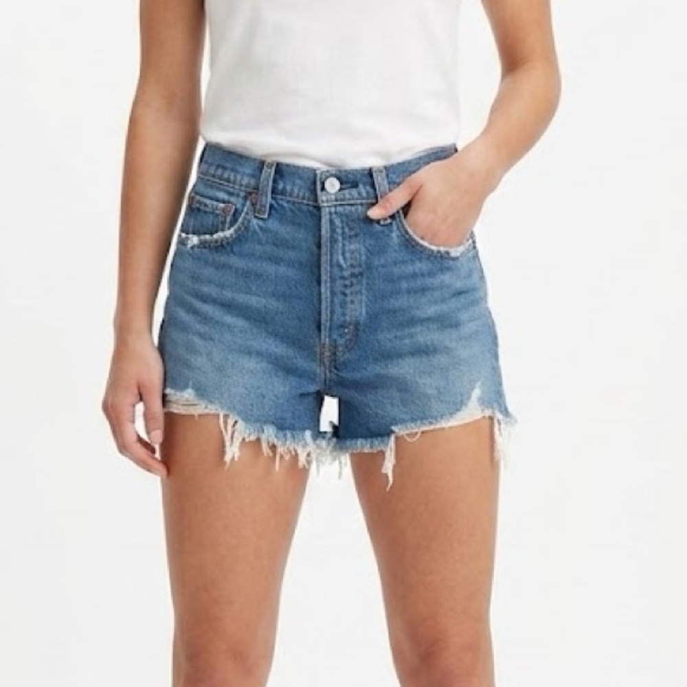 Abercrombie & Fitch The Mom Short High Rise Distressed Denim Shorts Size 27